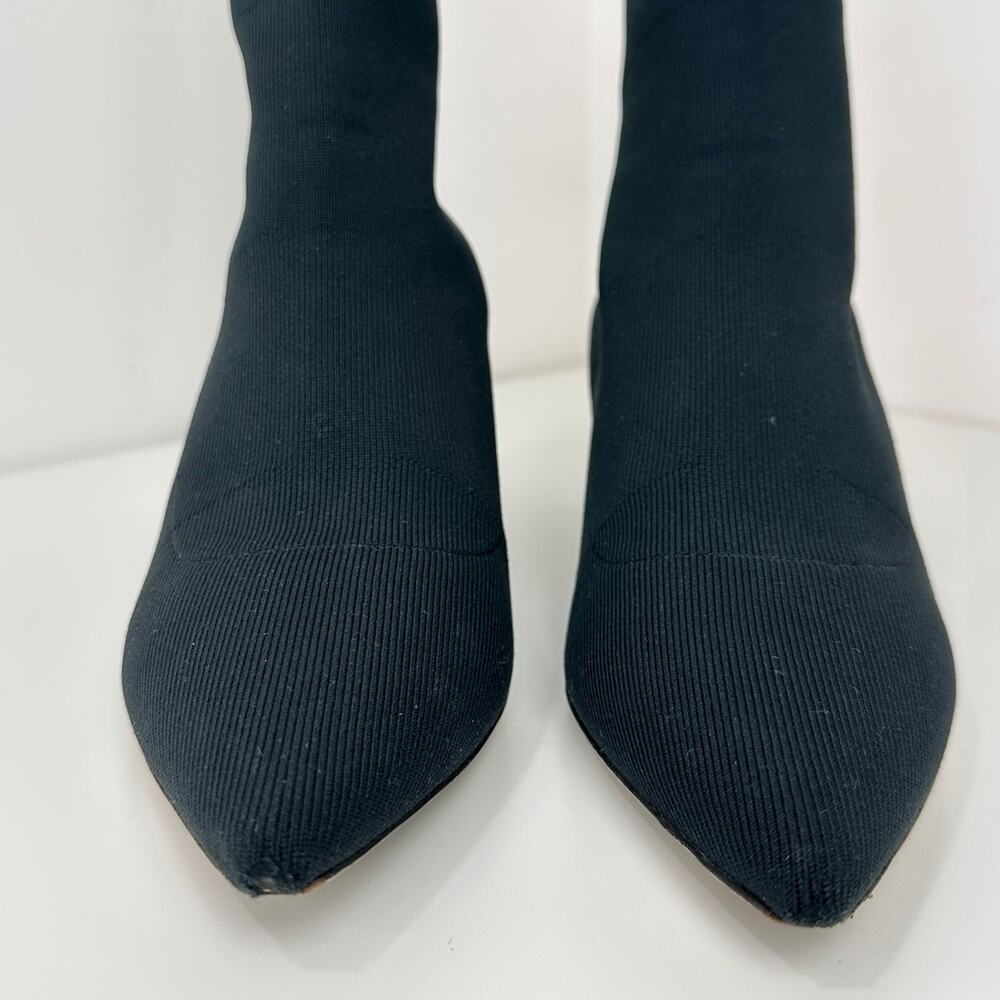 Miu Miu Kitten Heel Sock Boots Shoes Black Logo Pointed Toe EU 37.5 US 7.5 - Picture 5 of 14